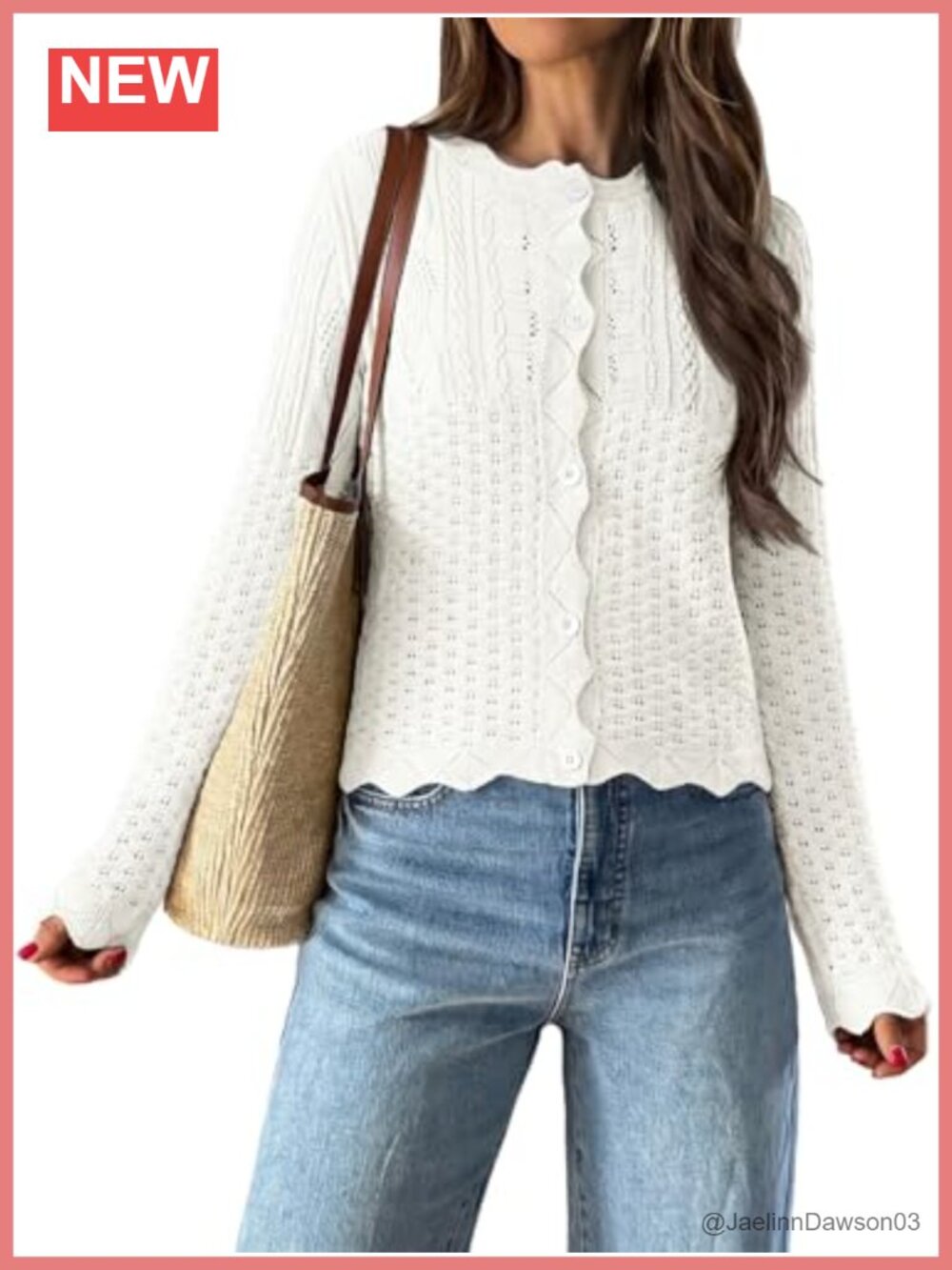 Crochet Cotton Cardigan Lightweight Knit Button Up Long Sleeve Bolero